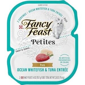 Purina Fancy Feast Gourmet Pate Wet Cat Food, Petites Ocean Whitefish & Tuna  12